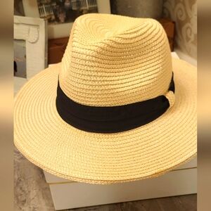 Stylish Tan Fedora Hat with Black Band